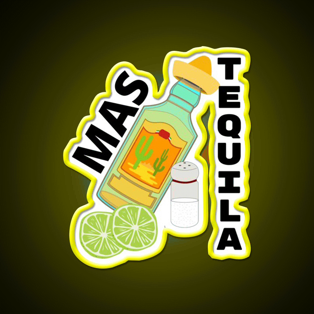 Mas Tequila Party Drink Tequila Led Neon Sign Rgb Color - Custom LED neon sign front view
