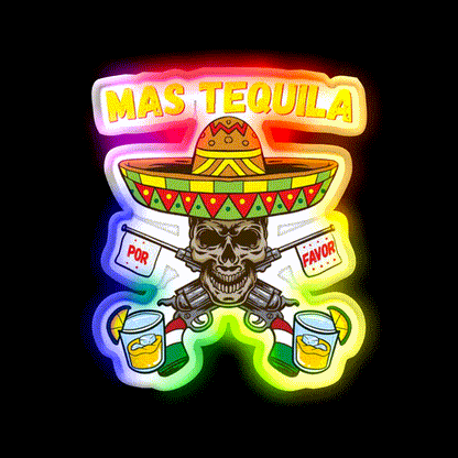 Mas Tequila Por Favor Cinco De Mayo Mexican Party Drink Tequila Led Neon Sign Rgb Color - LED neon sign close-up detail