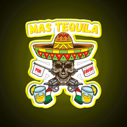 Mas Tequila Por Favor Cinco De Mayo Mexican Party Drink Tequila Led Neon Sign Rgb Color - Custom LED neon sign front view