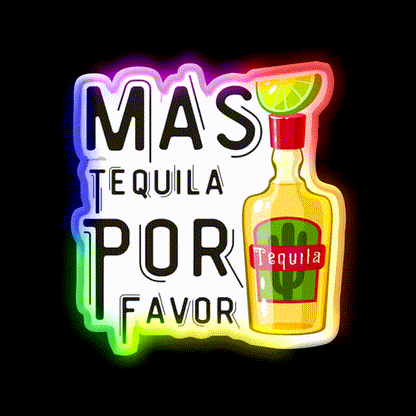 Mas Tequila Por Favor Party Drink Tequila Led Neon Sign Bar Wall Light Rgb Color - LED neon sign close-up detail