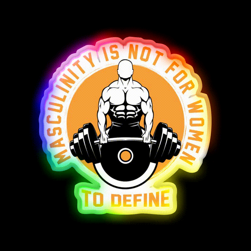 Masculinity Is Not For Women To Define Gym Fitness Led Neon Sign Rgb Color - LED neon sign close-up detail