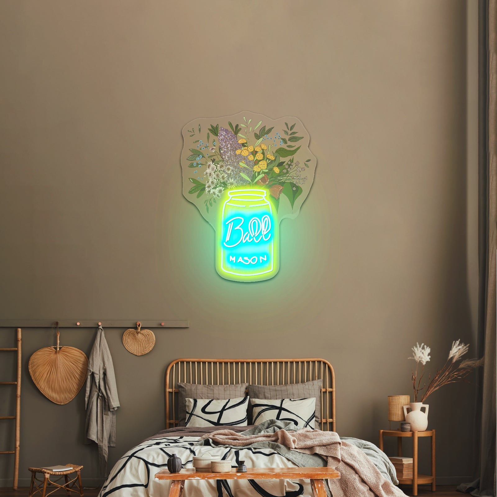 Mason Jar Floral Cottagecore Artwork Neon Bar Signs - Shineneon