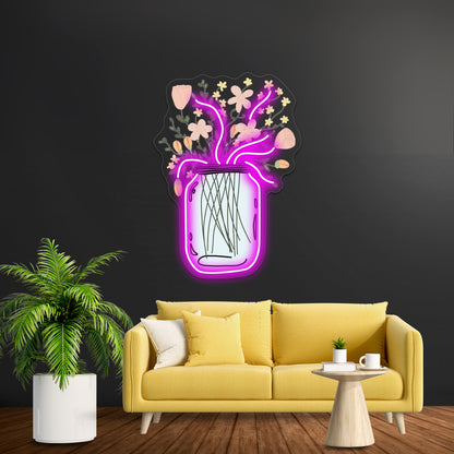 Mason Jar Vase Wall Artwork Neon Signs Wall Artwork Neon Signs