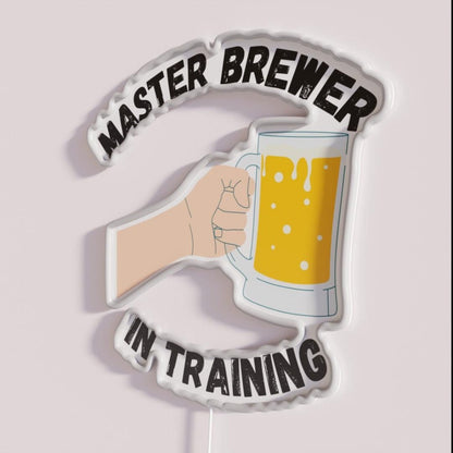 Master Brewer In Training Rgb Led Neon Sign - Neon sign mounted on wall in room