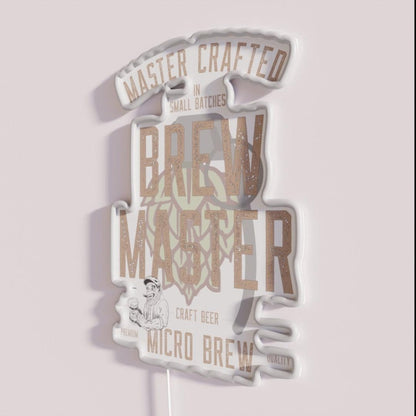 Master Brewer Rgb Led Neon Sign - Neon sign mounted on wall in room
