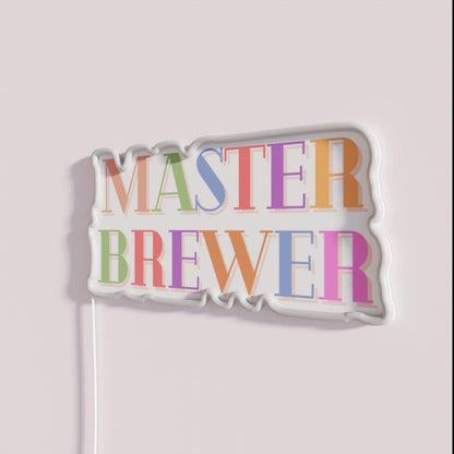 Master Brewer Rgb Led Neon Sign Bar Wall Decor - Neon sign mounted on wall in room