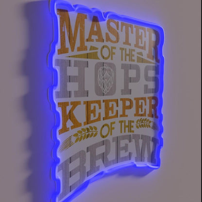 Master Of The Hops Keeper Of The Brew Beer Lover Rgb Led Neon Sign