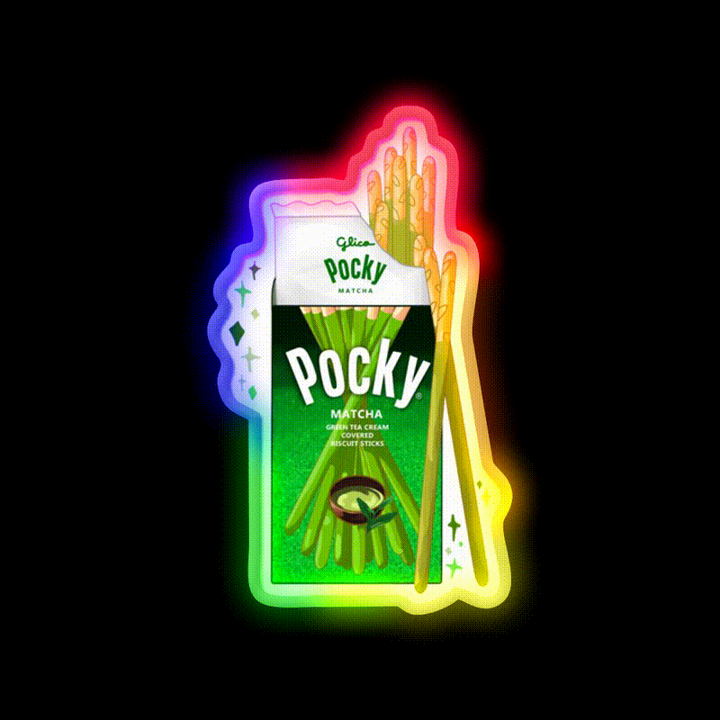 Matcha Pocky Snack Food Led Neon Sign For Snack Room Rgb Color - LED neon sign close-up detail