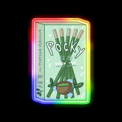 Matcha Pocky Snack Food Led Neon Sign Rgb Color - LED neon sign close-up detail