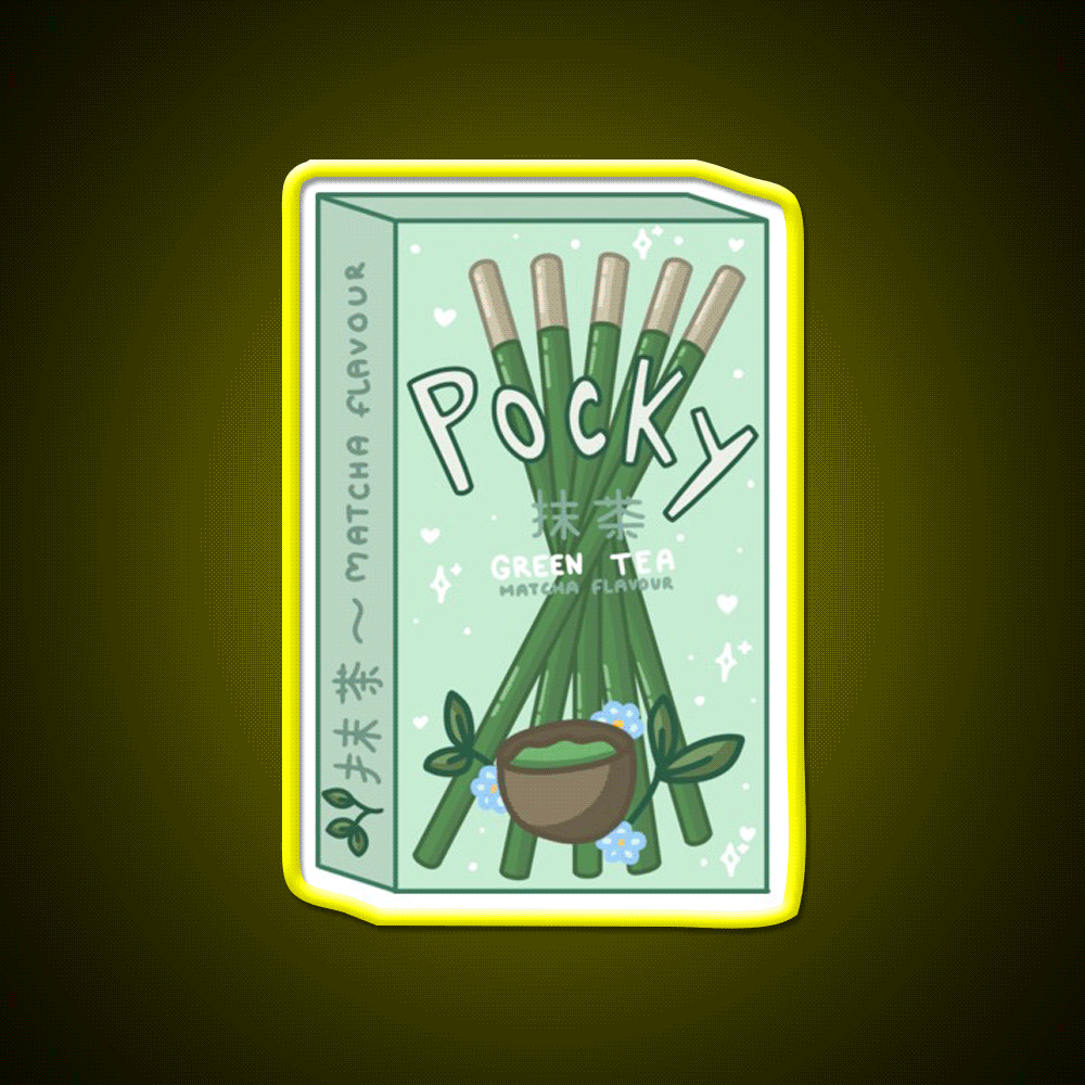Matcha Pocky Snack Food Led Neon Sign Rgb Color - Custom LED neon sign front view