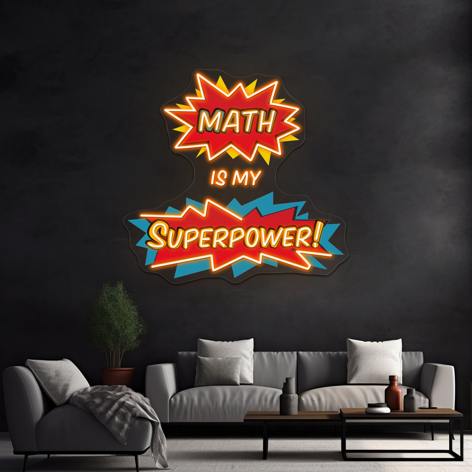 Math Is My Superpower Artwork Neon Wall Signs