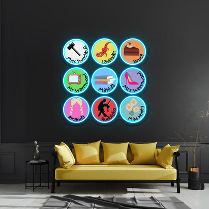 Matilda Characters Pop Artwork Neon Wall Signs