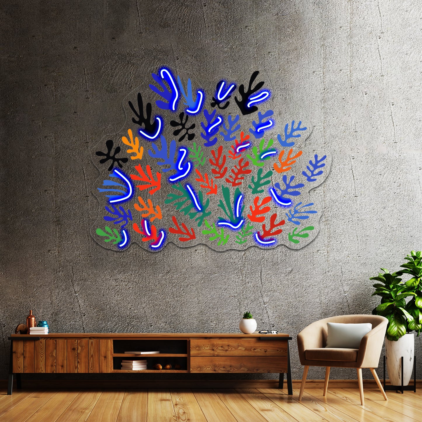 Matisse Floral Pattern 1 Wall Artwork Neon Signs