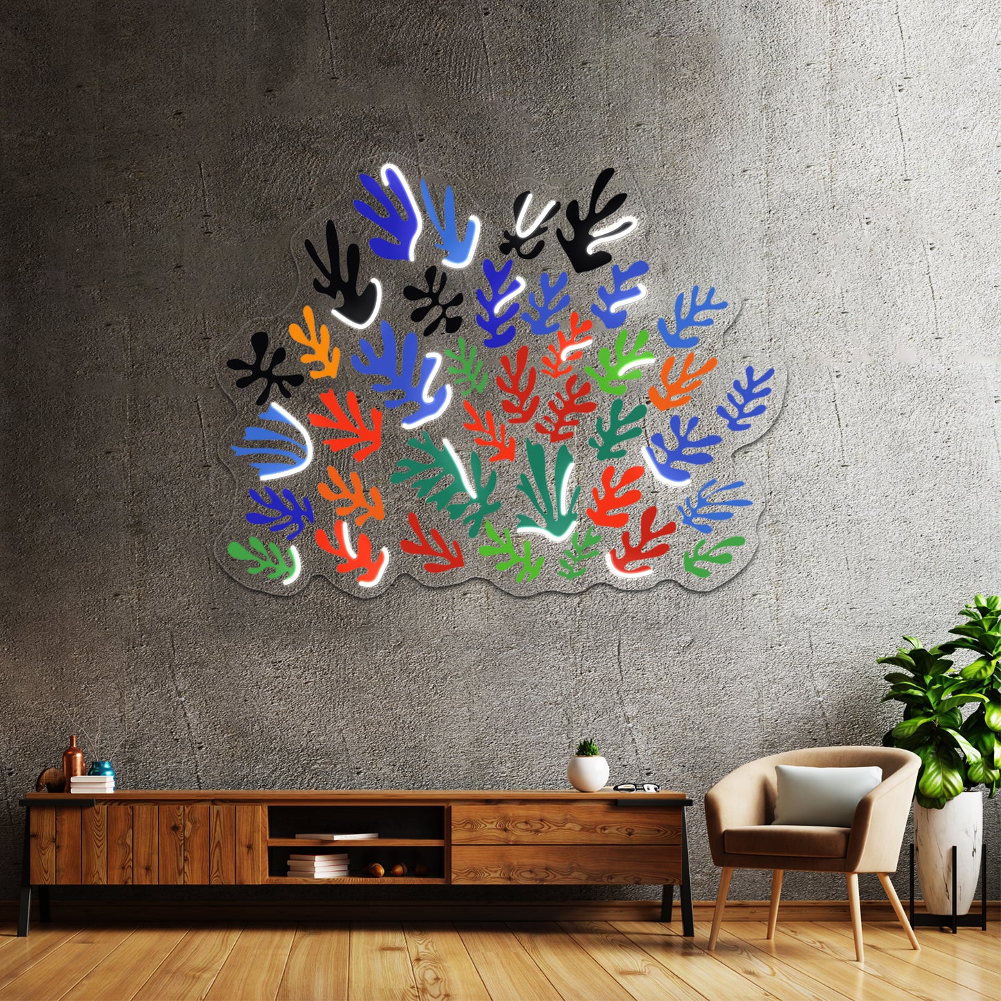 Matisse Floral Pattern 1 Wall Artwork Neon Signs