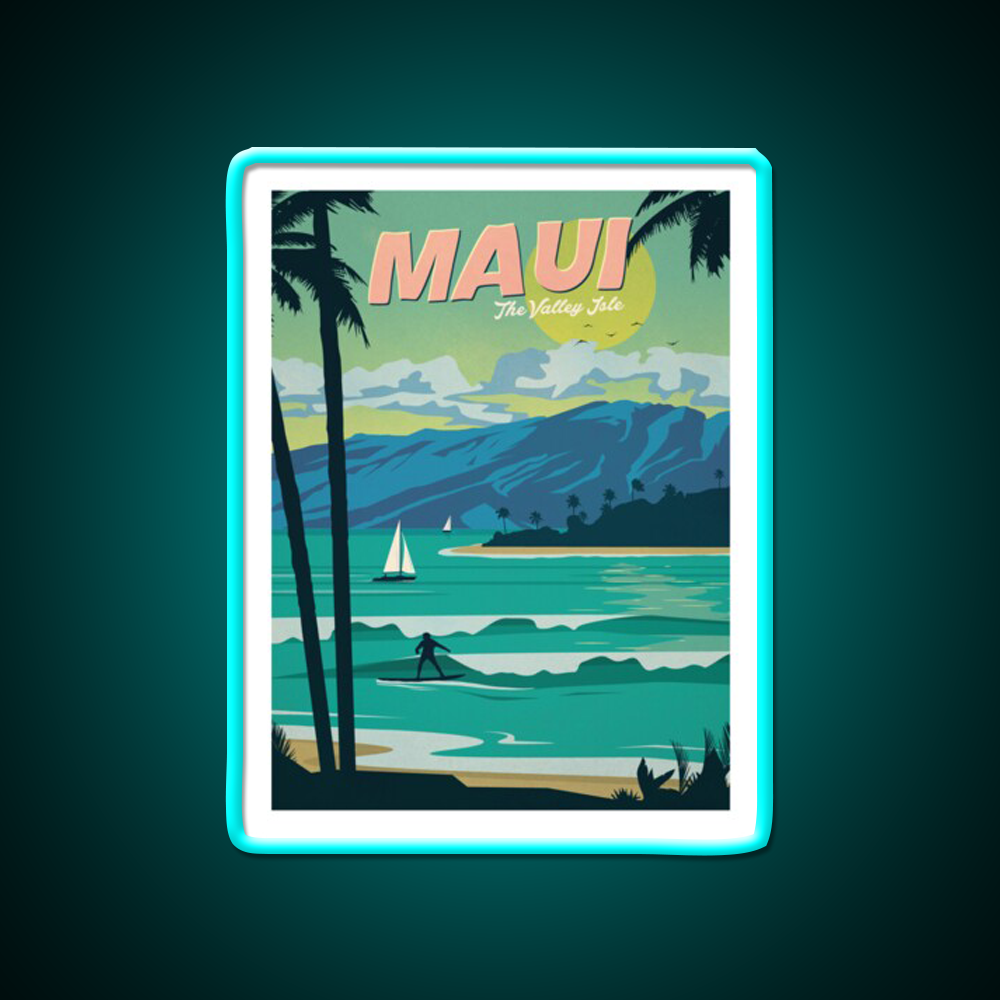 Maui Beer Bar Decor Led Neon Sign Rgb Color - Size and dimension reference