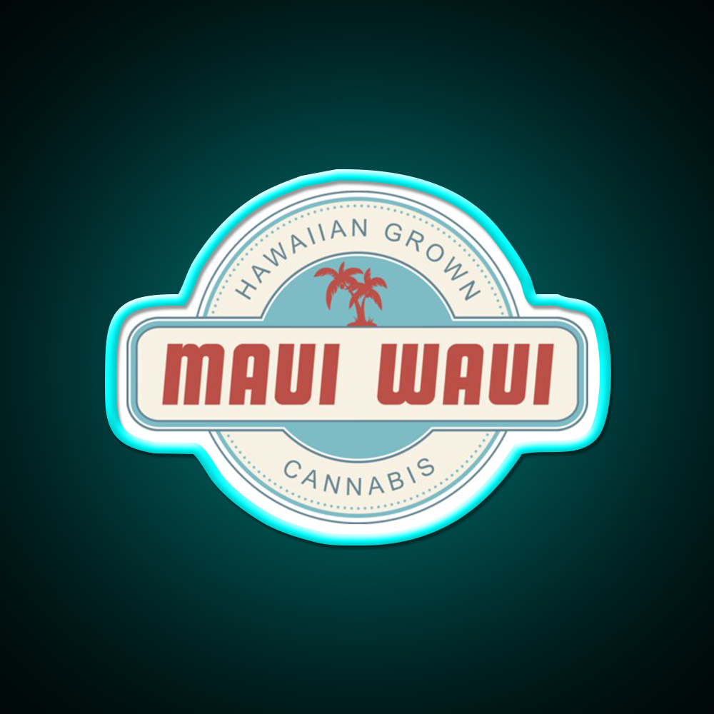 Maui Waui Hemp Inspired Green Leaf Led Neon Sign Rgb Color - Size and dimension reference