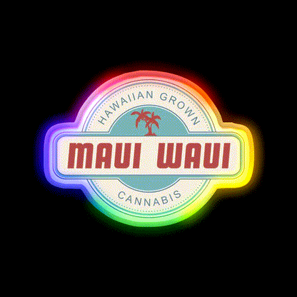 Maui Waui Hemp Inspired Green Leaf Led Neon Sign Rgb Color - LED neon sign close-up detail