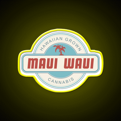 Maui Waui Hemp Inspired Green Leaf Led Neon Sign Rgb Color - Custom LED neon sign front view