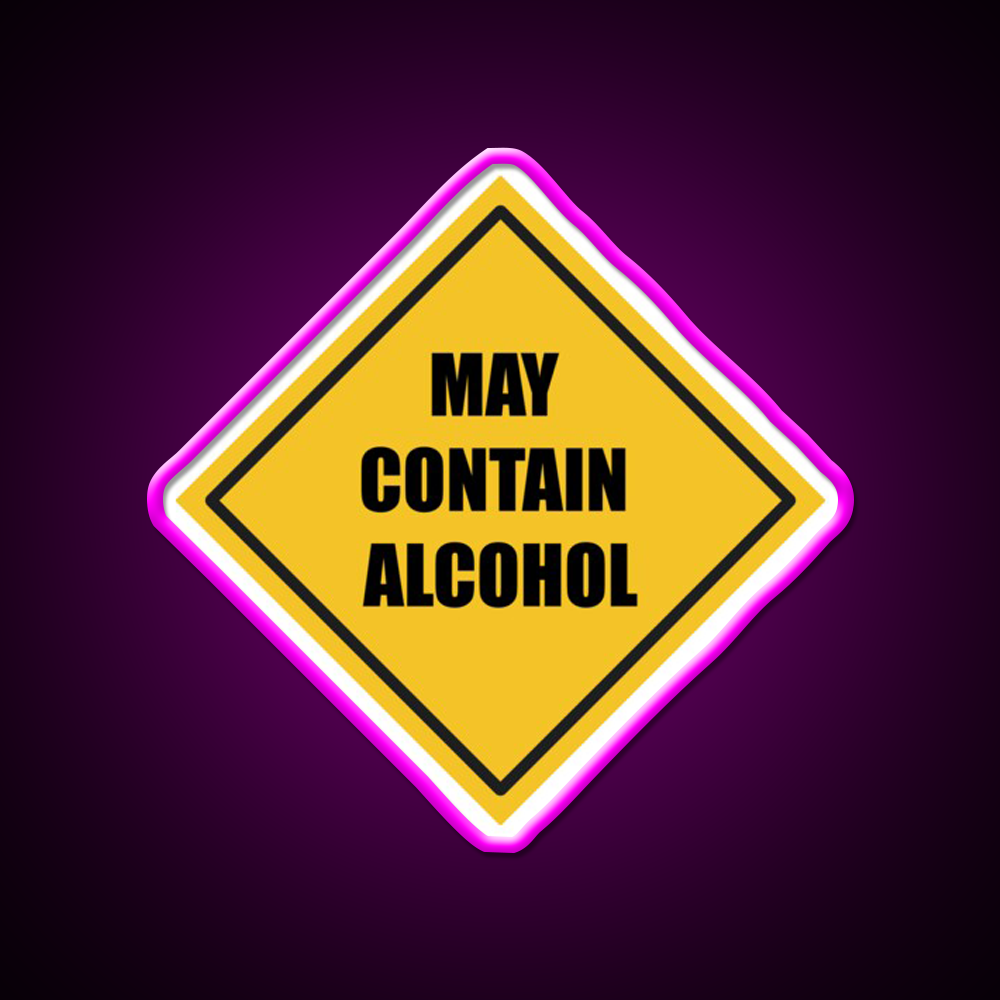 May Contain Alcohol Sign Beer Bar Decor Led Neon Sign Rgb Color - Neon sign mounted on wall in room