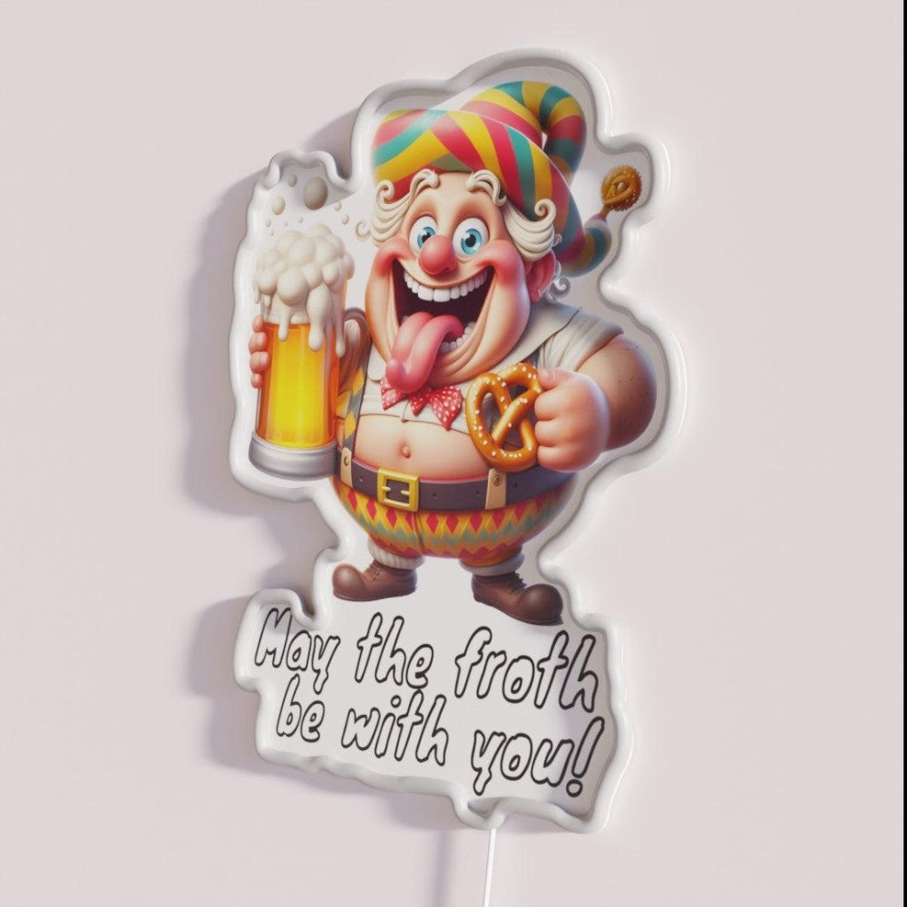 May The Froth Be With You Rgb Led Neon Sign Restaurant Wall Art - Neon sign mounted on wall in room