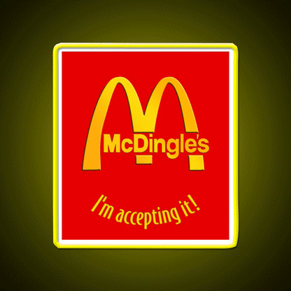 Mcdingles Family Friendly Shirt Fast Food Led Neon Sign For Burger Place Rgb Color - Custom LED neon sign front view