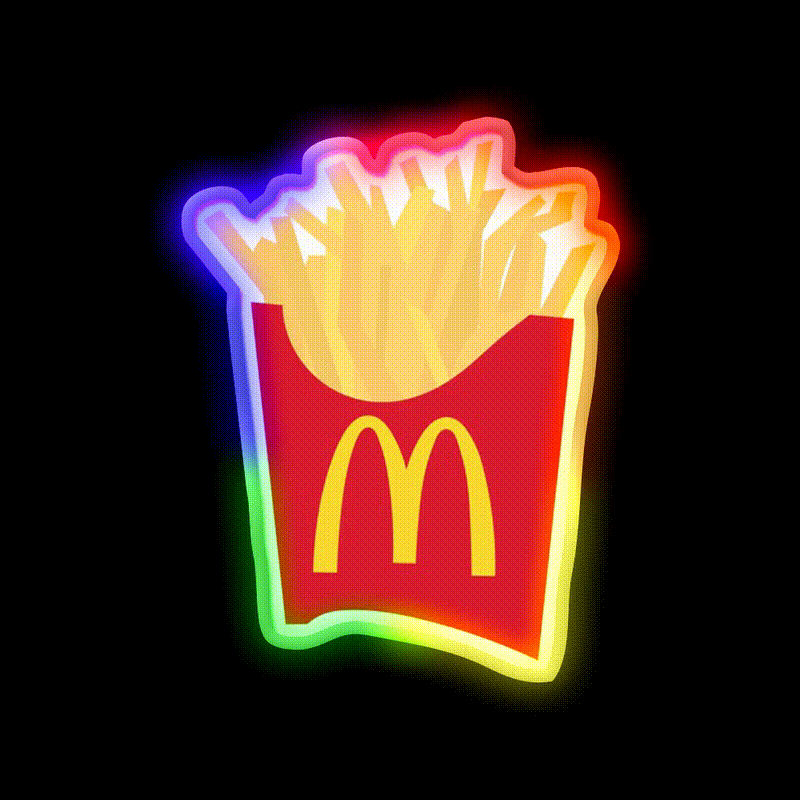Mcdonalds French Fries Snack Food Led Neon Sign Rgb Color - LED neon sign close-up detail
