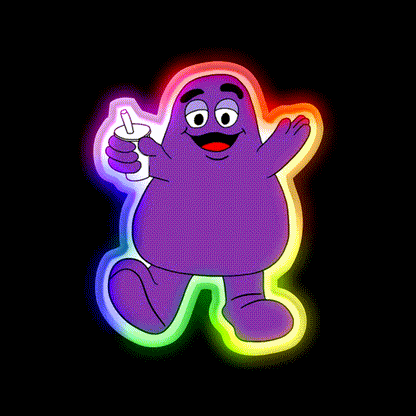 Mcdonalds Grimace Mascot Fast Food Led Neon Sign For Burger Place Rgb Color - LED neon sign close-up detail