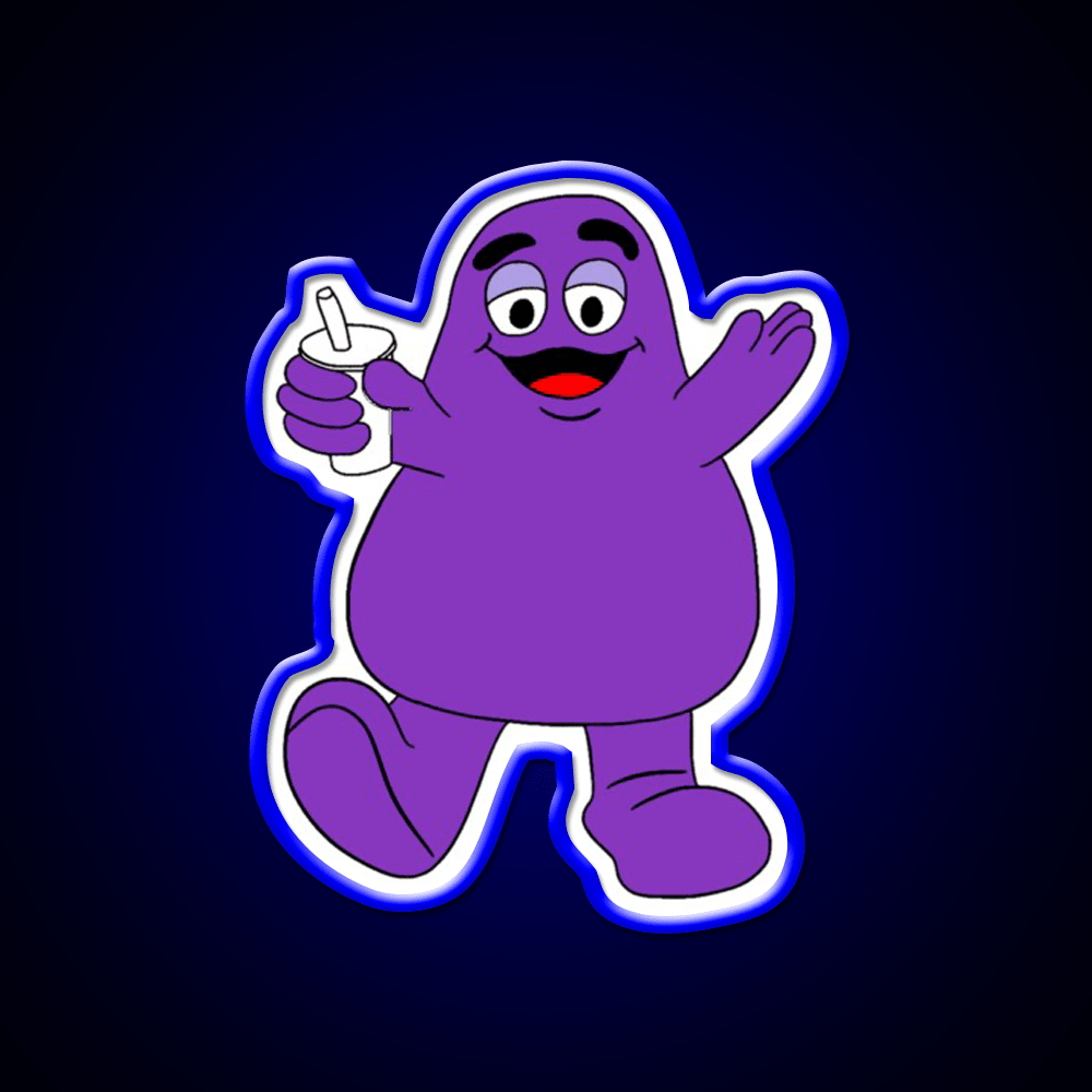 Mcdonalds Grimace Mascot Fast Food Led Neon Sign For Burger Place Rgb Color - Shineneon