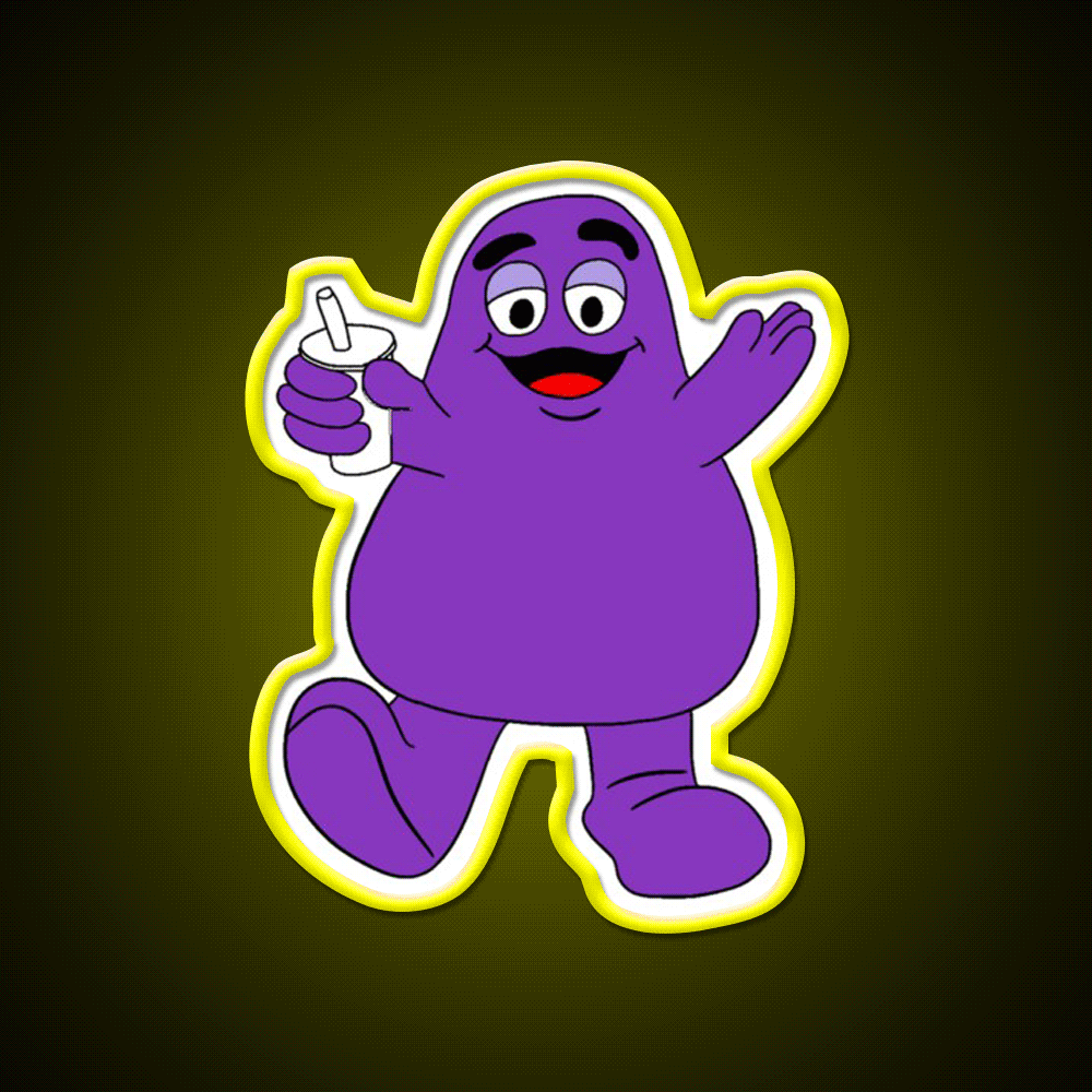 Mcdonalds Grimace Mascot Fast Food Led Neon Sign For Burger Place Rgb Color - Custom LED neon sign front view