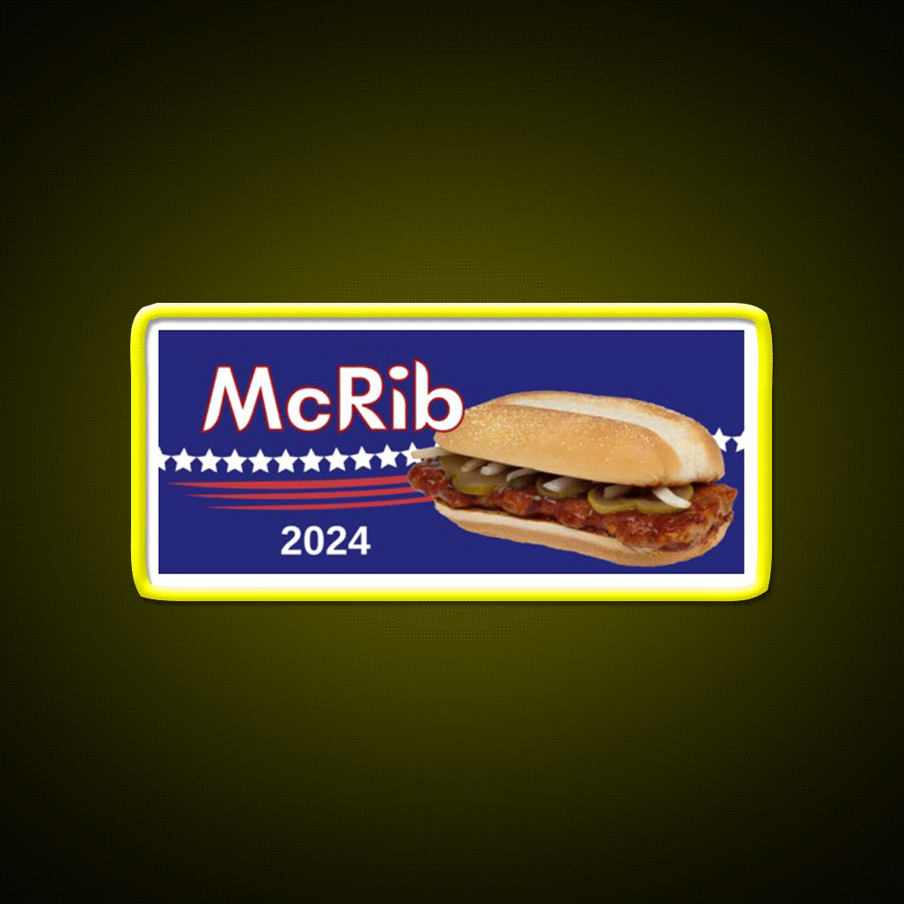 Mcrib 2024 Mcdonalds Bumper Fast Food Led Neon Sign For Burger Place Rgb Color - Custom LED neon sign front view