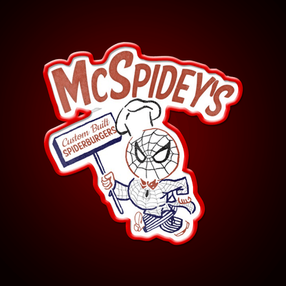 Mcspideys Spiderburgers Fast Food Led Neon Sign For Burger Place Rgb Color - Shineneon