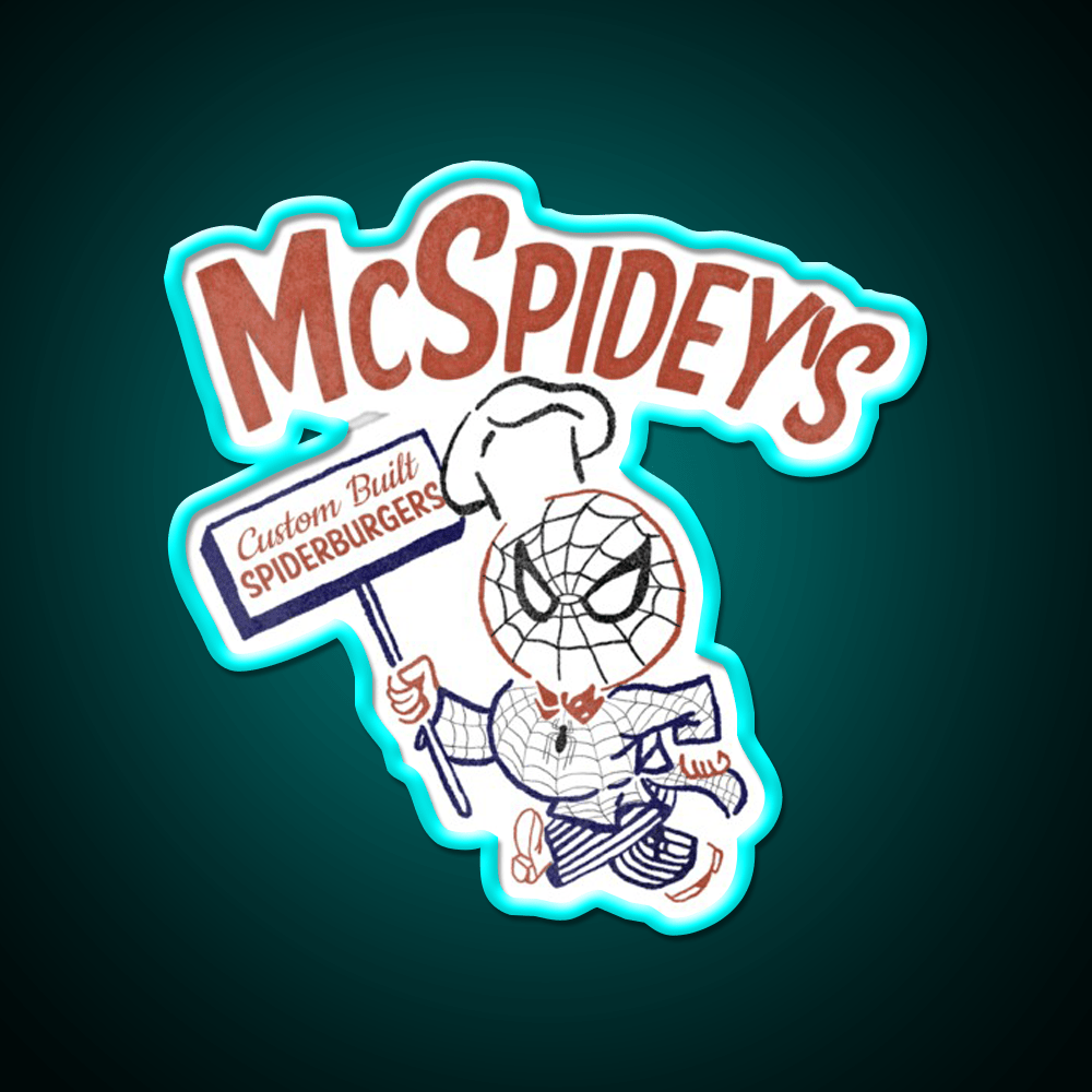 Mcspideys Spiderburgers Fast Food Led Neon Sign For Burger Place Rgb Color - Shineneon