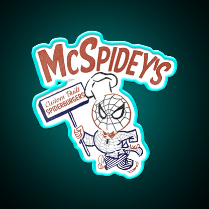 Mcspideys Spiderburgers Fast Food Led Neon Sign For Burger Place Rgb Color - Shineneon