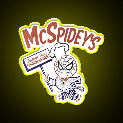 Mcspideys Spiderburgers Fast Food Led Neon Sign For Burger Place Rgb Color - Shineneon