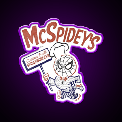 Mcspideys Spiderburgers Fast Food Led Neon Sign For Burger Place Rgb Color - Shineneon
