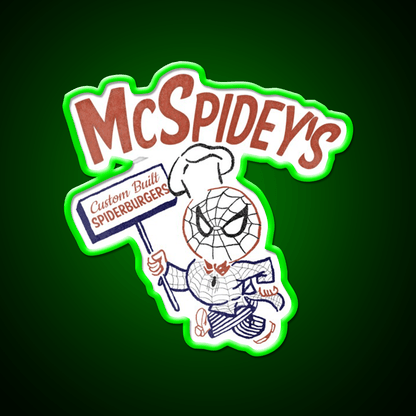 Mcspideys Spiderburgers Fast Food Led Neon Sign For Burger Place Rgb Color - Shineneon