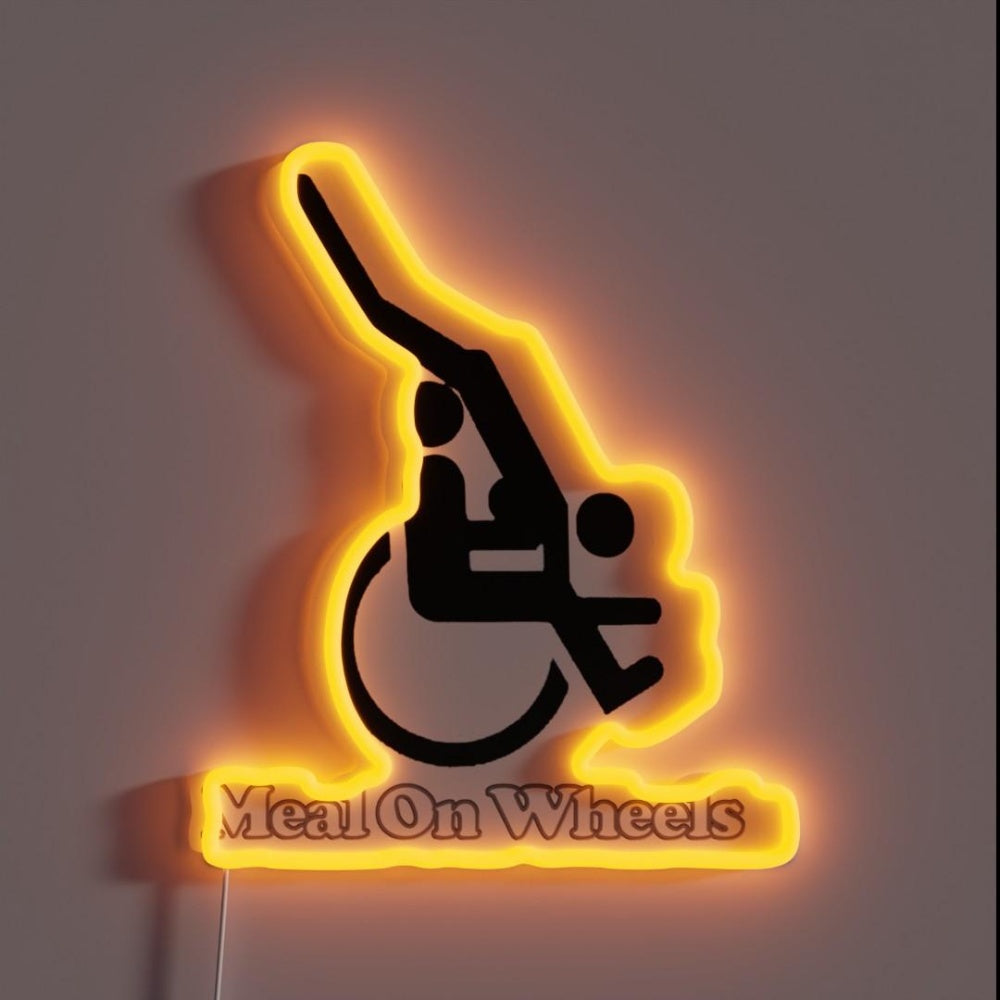 Meal On Wheels Funny Wheelchair Symbol Rgb Led Neon Sign - Custom LED neon sign front view
