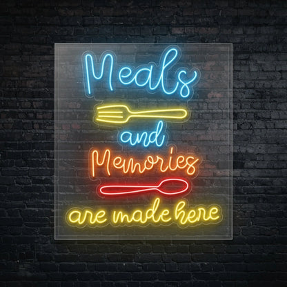 Meals And Memories Are Made Here Room Decor LED Neon Sign - 01 Original Product Image