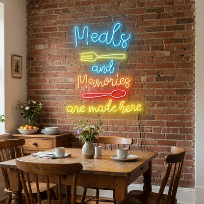 Meals And Memories Are Made Here Room Decor LED Neon Sign - 03 Real Lifestyle Scene