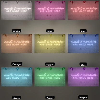 Meals And Memories Are Made Here Wall Art LED Neon Sign - 05 Color Grid