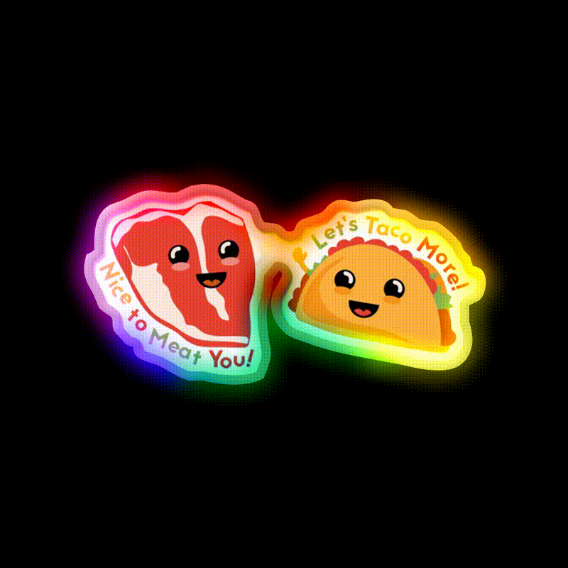 Meat Greet Taco Led Neon Sign Mexican Food Sign Rgb Color - LED neon sign close-up detail