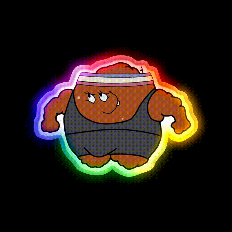 Meatwad Gym Fitness Led Neon Sign Rgb Color - LED neon sign close-up detail