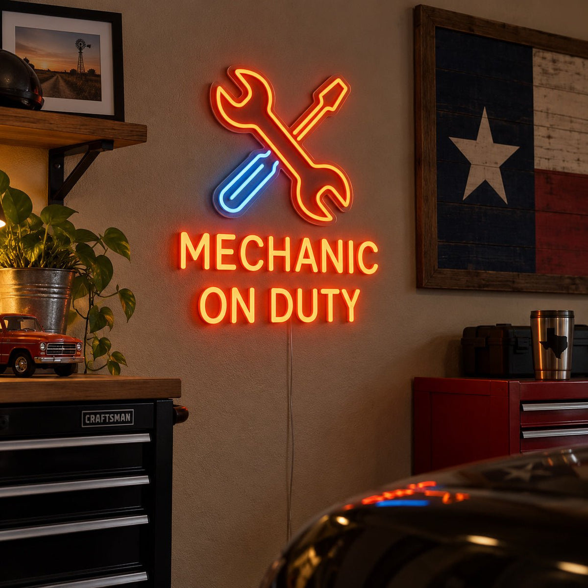 Mechanic On Duty Wrench Screwdriver LED Neon Sign - Shineneon