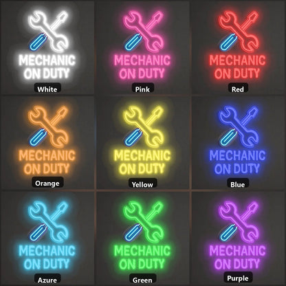 Mechanic On Duty Wrench Screwdriver Vintage LED Neon Sign - Shineneon