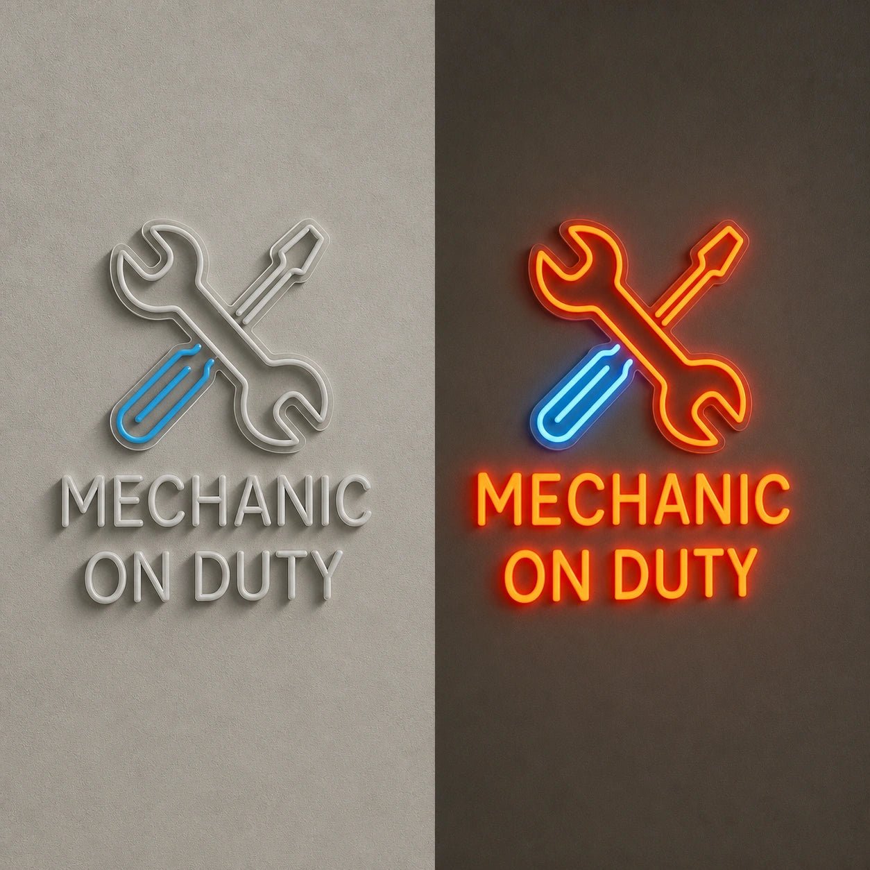 Mechanic On Duty Wrench Screwdriver Vintage LED Neon Sign - Shineneon