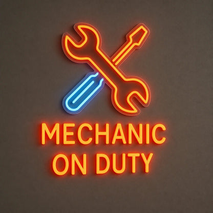 Mechanic On Duty Wrench Screwdriver Vintage LED Neon Sign - Shineneon