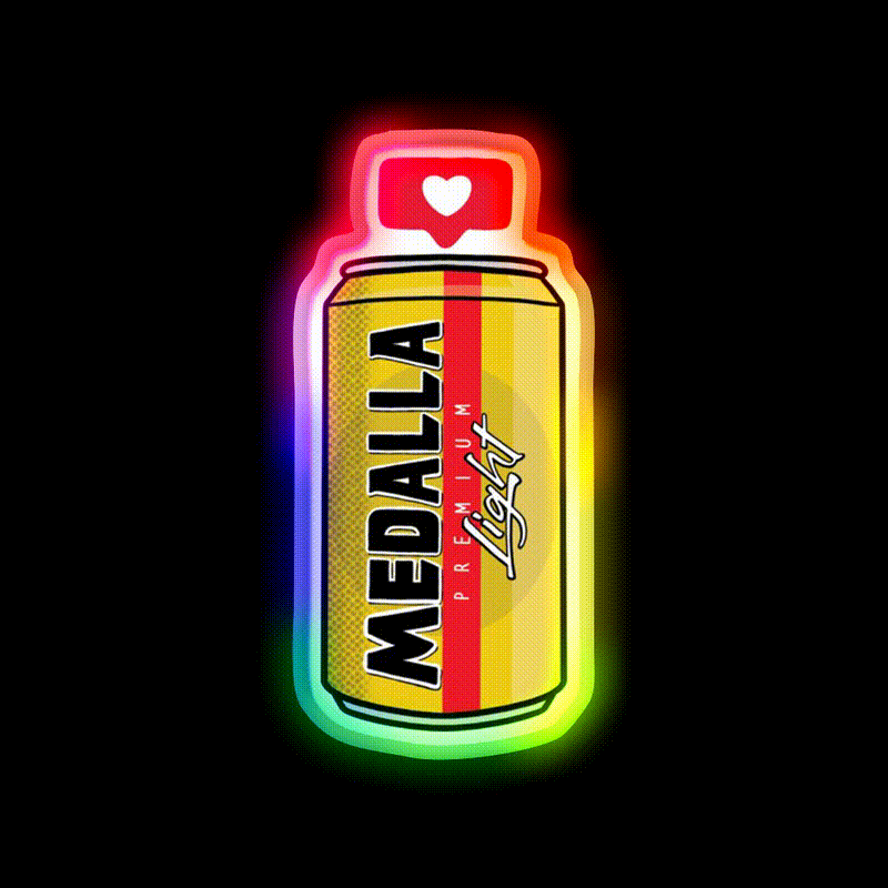 Medalla Light Beer Bar Decor Led Neon Sign Rgb Color - LED neon sign close-up detail