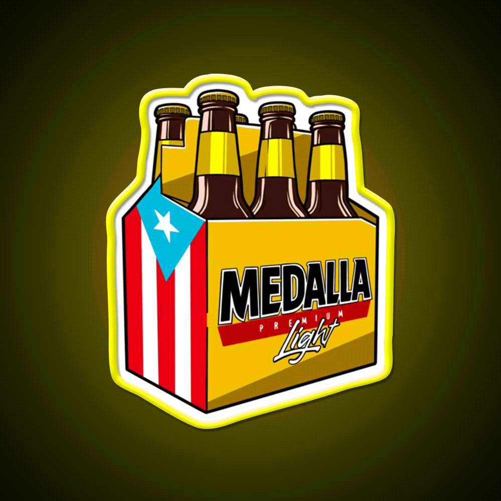 Medalla Light Six Pack Beer Bar Decor Led Neon Sign Rgb Color - Custom LED neon sign front view