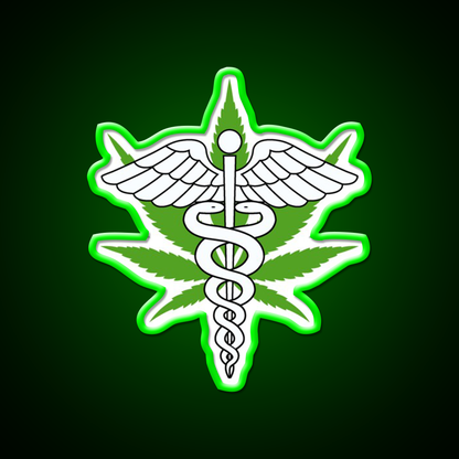 Medical Hemp Inspired Green Leaf Led Neon Sign Bedroom Wall Art Rgb Color