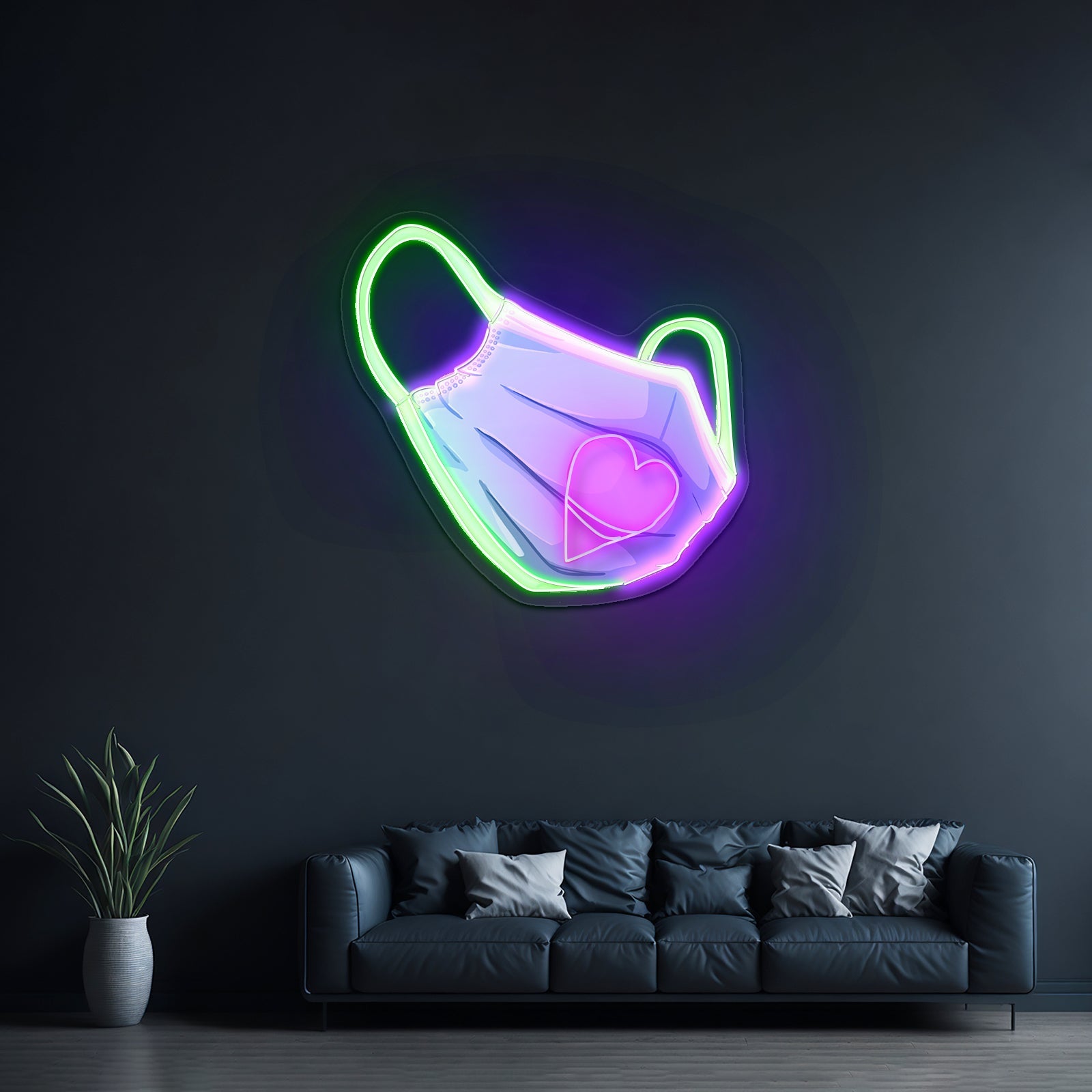 Medical Mask With Heart Artwork Custom Led Signs - Shineneon
